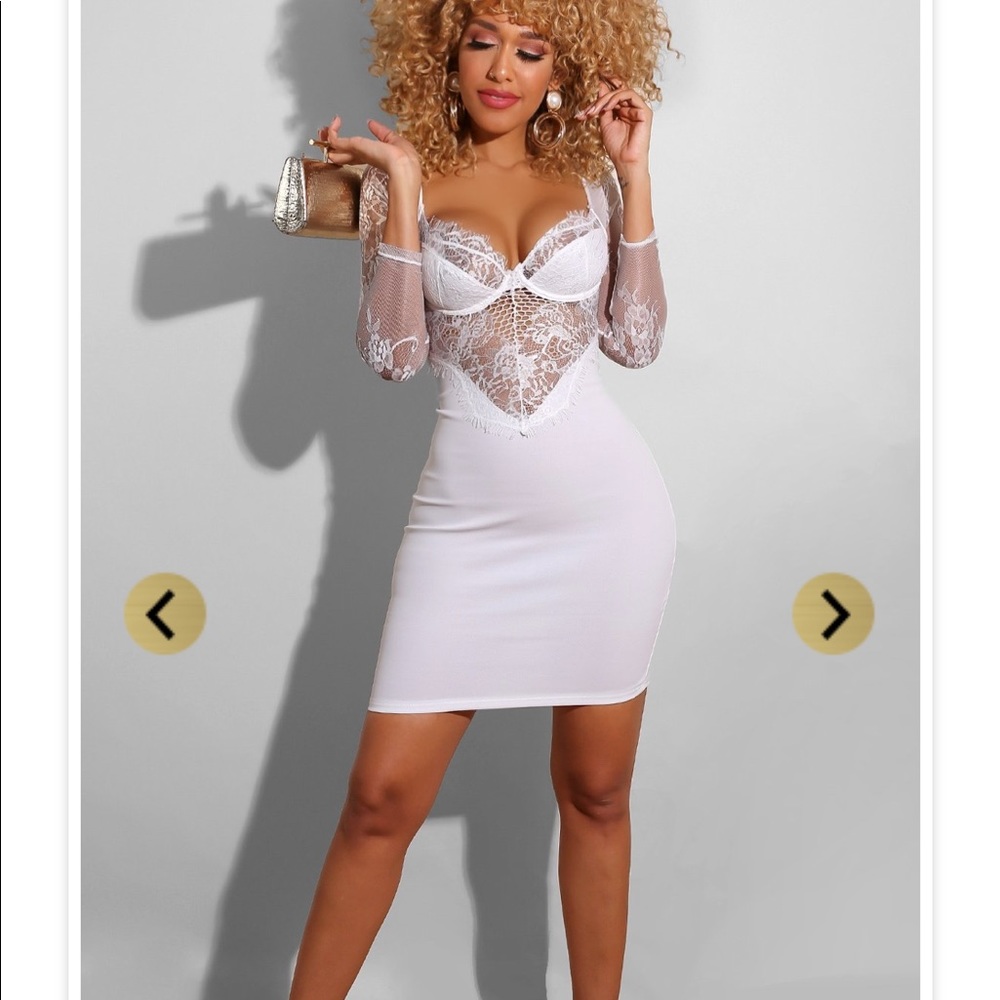 White lace mini dress